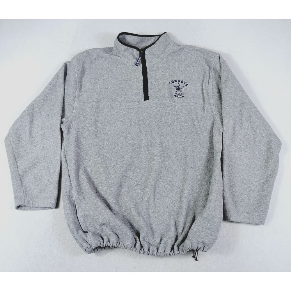Dallas Cowboys Sweatshirt Mens 2XL Gray NFL Football Quarter Zip Fleece Pullover